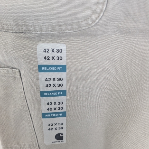 Carhartt Pants Mens Size 42”x30” Gray/Tan Relaxed Fit Washed Duck Work Dungaree - Picture 5 of 7